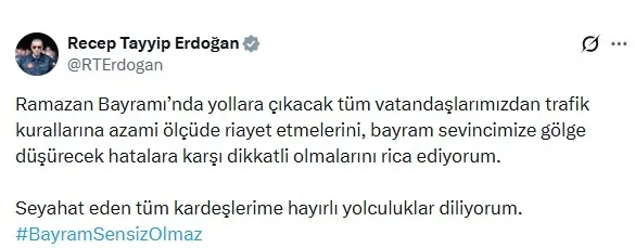Başkan Erdoğan’dan bayram öncesi trafik uyarısı-2