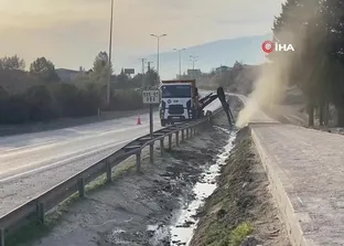 Çalışmalar sırasında patlayan doğal gaz borusu tedirgin etti
