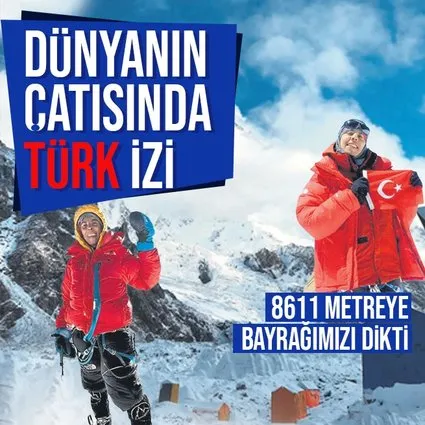 Dağcı Esin Handal 8611 metreye bayrağımızı dikti