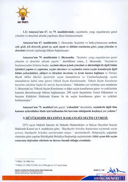 İşte AK Parti’nin İstanbul seçimlerinin iptali için YSK’ya verdiği 44 sayfalık olağanüstü itiraz dilekçesi