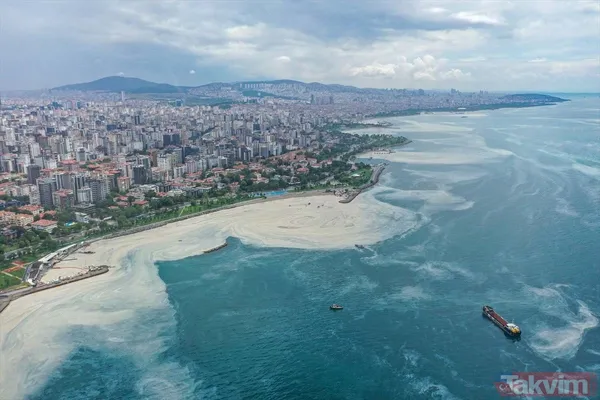 Caddebostan Sahili'nde müsilaj yoğunluğu arttı! Tabloya benzer görüntüler oluştu - 16