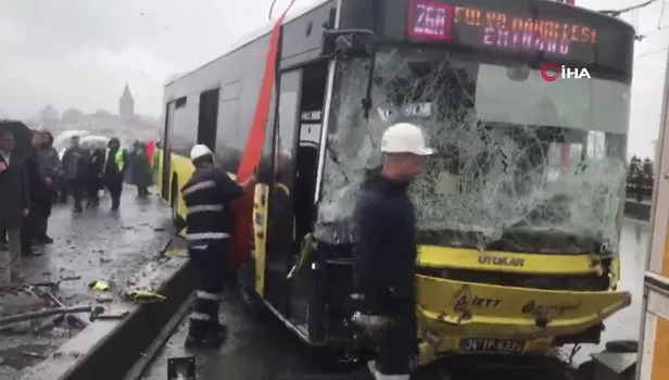 SON DAKİKA! Galata Köprüsü'nde İETT OTOBÜSÜ kaza yaptı! Faciadan dönüldü! Yaralılar var