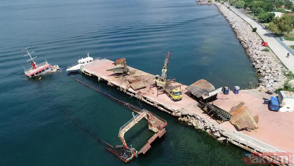 Maltepe Sahili'nde geçtiğimiz yıl batan geminin parçaları çıkartıldı - 7