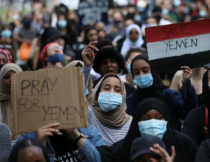 İngiltere’de batı ve iş birlikçilerine Yemen protestosu