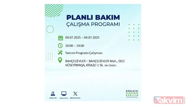 4 Temmuz'da İstanbul'da Elektrik Kesintisi Yaşanacak İlçeler