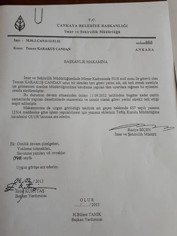 Çankaya Belediyesi çalışanı ve Mimarlar Odası Ankara Şube Başkanı Tezcan  Karakuş Candan işe gitmeden maaş aldı! İşte belgeleri - Takvim