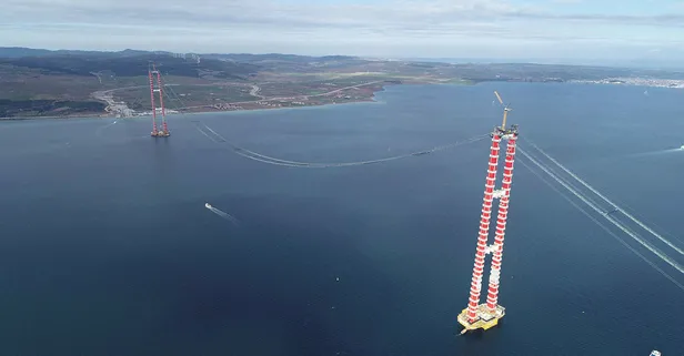 Tamamlandığında dünyanın en büyüğü olacak! 1915 Çanakkale Köprüsü'nde kedi yolu tamamlandı!