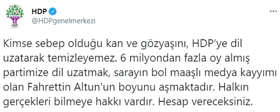 Son dakika: İletişim Başkanı Fahrettin Altun'dan HDP'ye sert tepki: Bu ülkeyi size böldürtmeyeceğiz-1