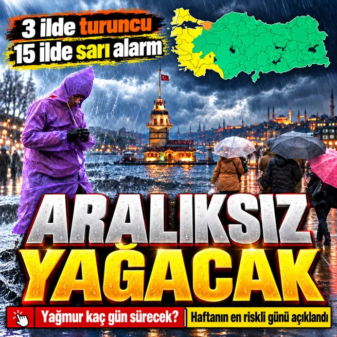 Aralıksız 5 gün yağacak! Kuvvetli sağanak ve toz taşınımı geliyor: 18 il için sarı ve turuncu alarm