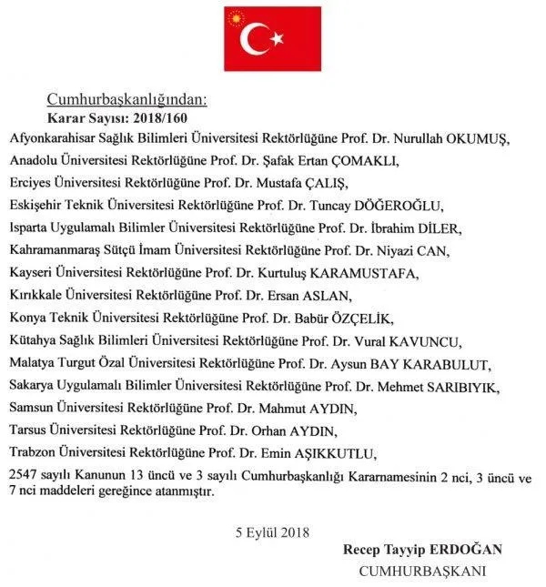 Son dakika: Başkan Erdoğan'dan 15 üniversiteye rektör ataması-1