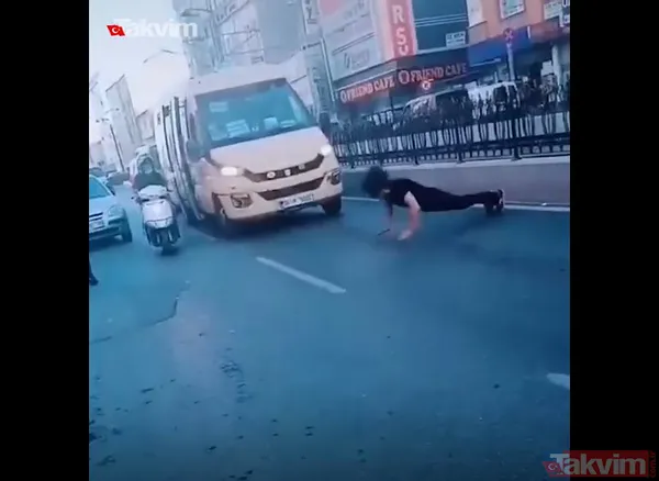 TikTok'ta paylaşmak için Sultangazi'de trafiği kesip yol ortasında şınav çeken Pakistan uyruklu Ali R. gözaltına alındı - 5