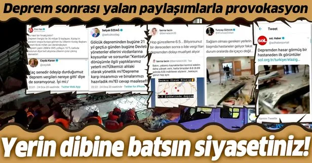 Sosyal medyada provokasyon! Elazığ’daki depremden siyasi çıkar elde etmeye çalıştılar