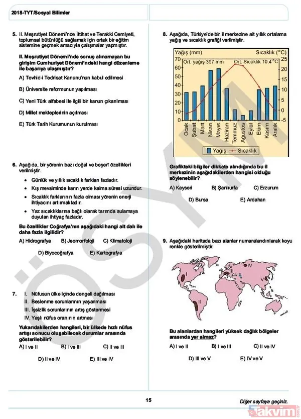 YKS çıkmış sorular ve cevaplar! 2018 YKS çıkmış sorular ve cevap anahtarı - 18