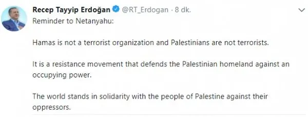 Cumhurbaşkanı Erdoğan Netanyahu'ya Hamas'ın bir terör örgütü olmadığını hatırlattı-1
