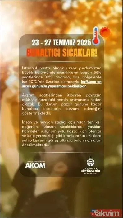 Akom'dan Uyarı: "Sıcak Hava Türkiye'nin Büyük Bölümünde Etkili Olacak" İstanbul Büyükşehir Belediyesi (İbb) Afet Koordinasyon Merkezi (Akom), Afrika Kökenli...