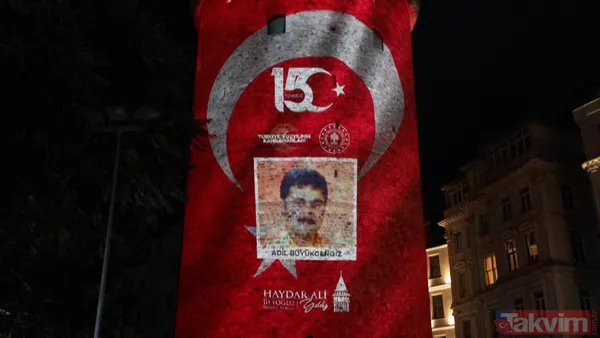 15 Temmuz'un aziz şehitleri unutulmuyor! Fotoğrafları Galata Kulesi'ne yansıtıldı - 15