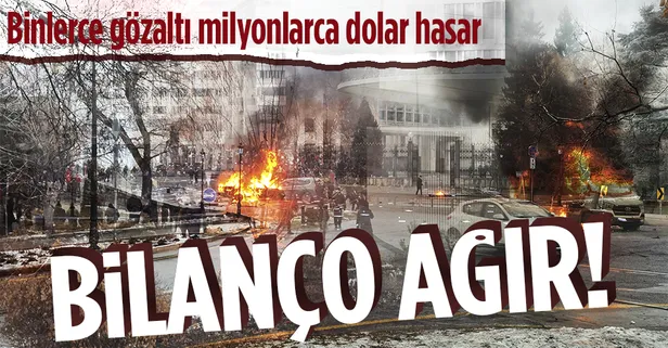 Kazakistan'da birkaç gün önce meydana gelen protestoların bilançosu çok ağır oldu! Binlerce gözaltı, milyonlarca dolar...