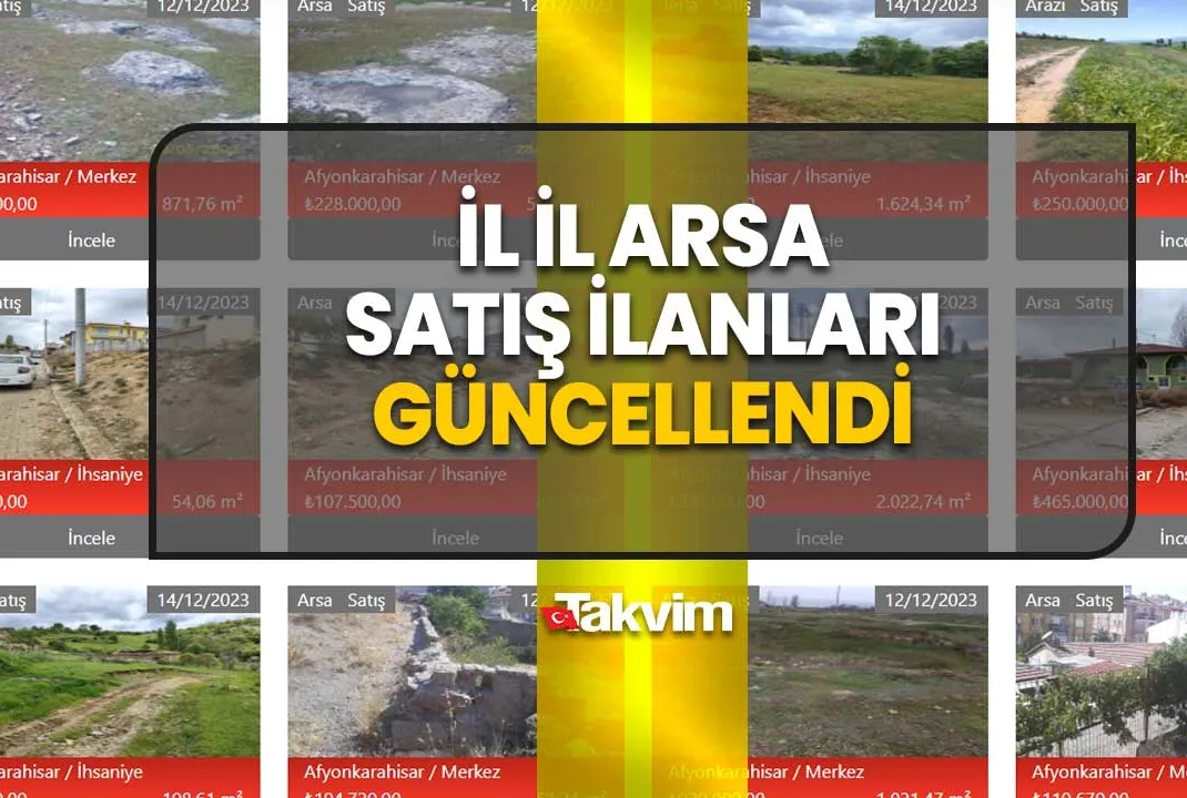 Milli Emlak il il arsa satış ilanları güncellendi!