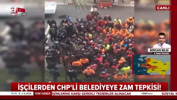 Zam isteyen işçiler CHP İzmir Belediyesi'ni bastı