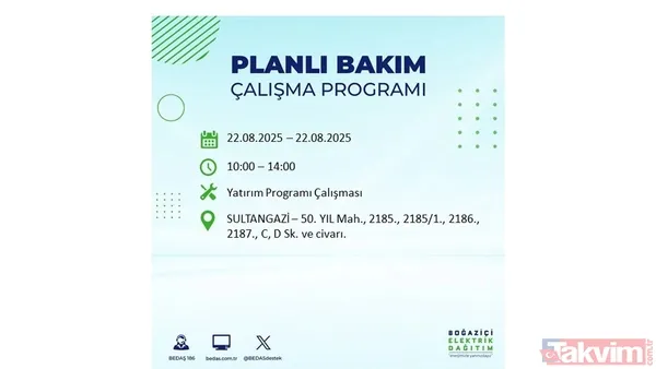 İstanbul'da 19 ilçede elektrik kesintisi! BEDAŞ İLÇE İLÇE listeledi: 22 Ağustos Cuma günü 8 saat yok - 4