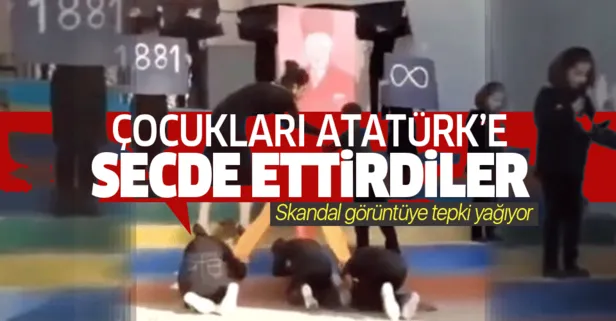 Atatürk’ü anma töreninde büyük skandal! Öğrencileri Atatürk posterine secde ettirdiler