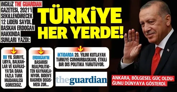 The Guardian 2021’i şekillendirecek liderler arasında Başkan Recep Tayyip Erdoğan’a da yer verdi