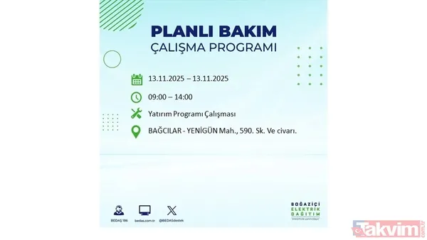 Mahallen listede olabilir! İstanbul'da büyük elektrik kesintisi: BEDAŞ 13 Kasım için saat verdi - 7