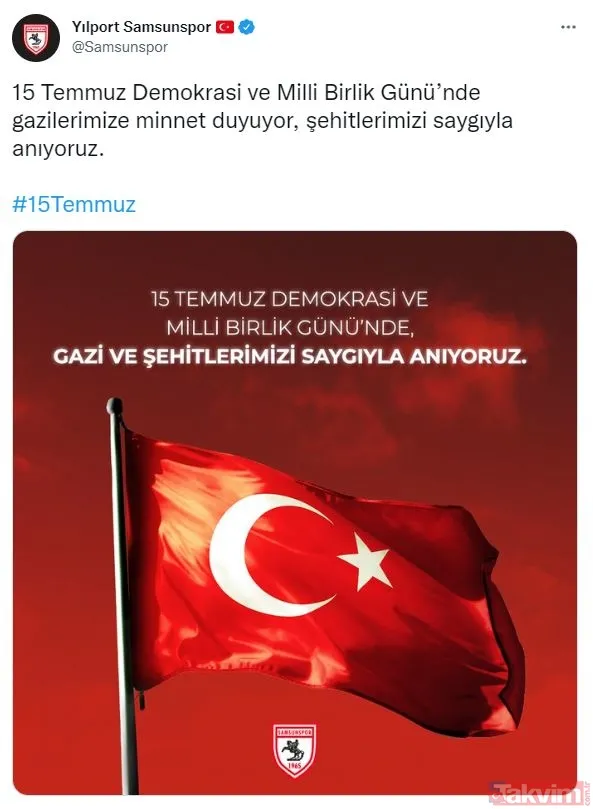 Türk futbolunun dev kulüplerinden 15 Temmuz paylaşımları... - 24