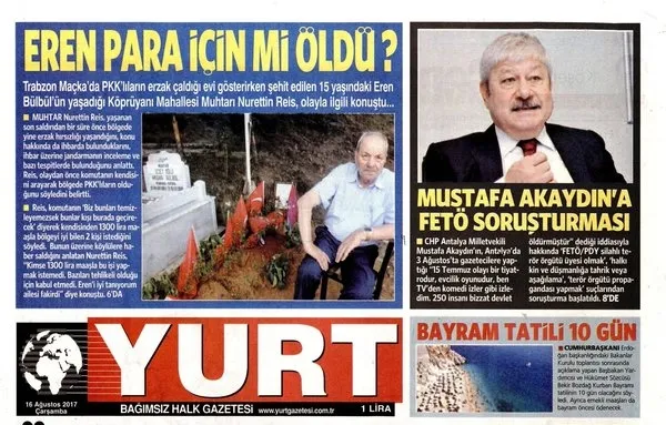 CHP’nin gazetesinden şehit Eren’e alçak iftira-1