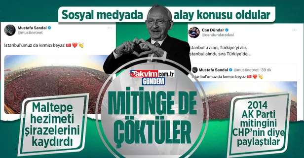 Mustafa Sandal ve firari vatan haini Can Dündar alay konusu oldu! AK Parti'nin miting fotoğrafını CHP mitingi zannedip paylaştılar