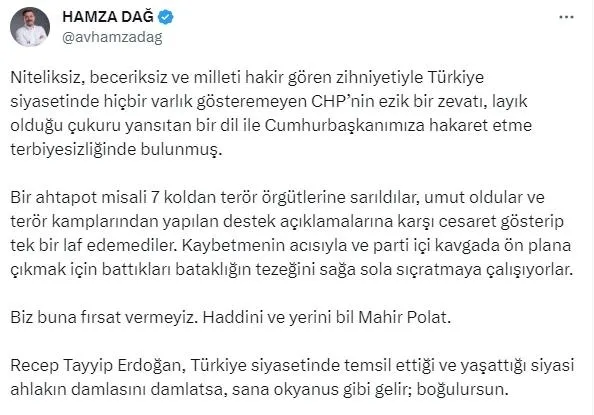 baskan-erdogani-kustah-sozlerle-hedef-alan-chp-izmir-milletvekili-mahir-polata-ak-partiden-yaylim-atesi-haddin-1693062514410.jpeg Başkan Erdoğan'ı küstah sözlerle hedef alan CHP İzmir Milletvekili Mahir Polat'a AK Parti'den yaylım ateşi: Haddini yerini bil-4
