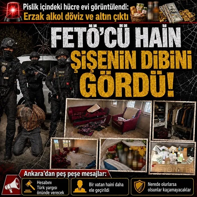 FETÖ’cü Karatepe’ye kelepçe! Ankara’dan net mesaj: Adaletten kaçış yok | Hücre evi ortaya çıktı! Erzak ve viski detayı