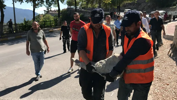 Polis, aslan figürlü kaya parçası için 3 gün nöbet tuttu-5