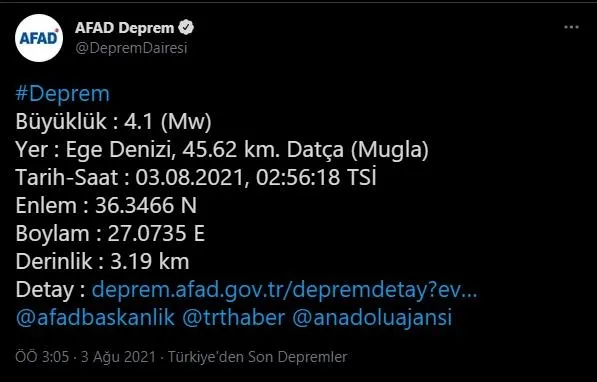 Muğla Datça açıklarında 4.3 büyüklüğünde deprem | AFAD, Kandilli son dakika deprem listesi...-9