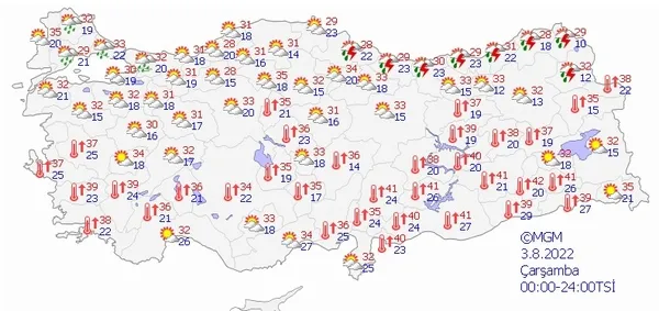 HAVA DURUMU | Meteoroloji harita yayınladı il il uyardı! Kuvvetli yağışlar geri geliyor | 3-7 Ağustos 2022-11