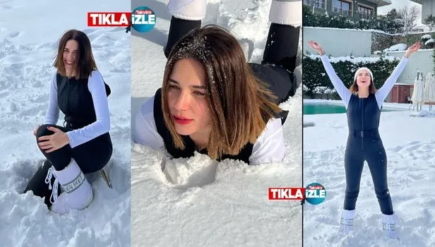 Buse Varol'dan kar üstünde fizik şov! Alişan'ın eşi daracık tulumuyla sere serpe uzanıp ortalığı kavurdu