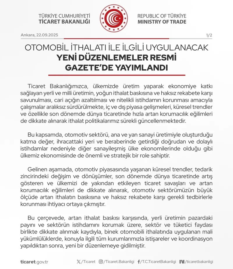 Ticaret Bakanlığı'nın açıklaması