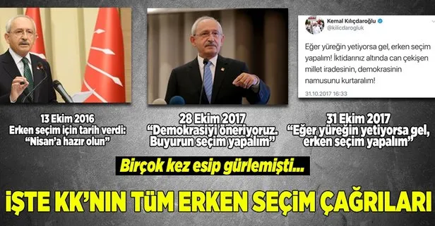 Kemal Kılıçdaroğlu’nun birçok kez erken seçim çağrısı yaptığı ortaya çıktı