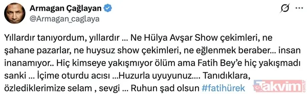 Fatih Ürek hayatını kaybetti: Cenaze programı belli oldu | Sanat camiasından taziye mesajları - 18