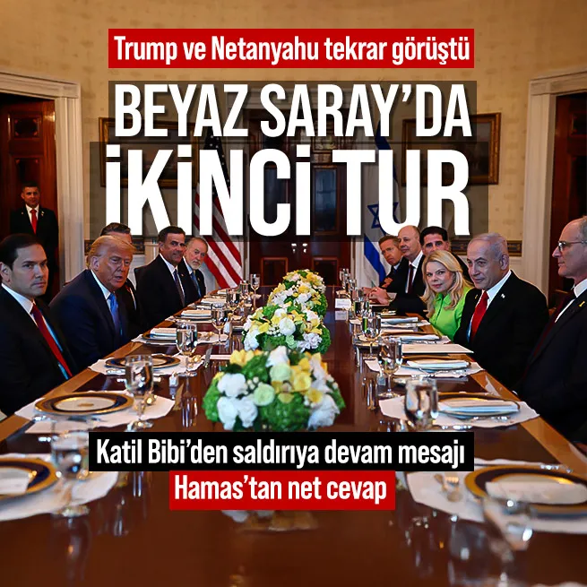 Trump ve Netanyahu ikinci kez bir araya geldi! Bibiden saldırılara devam mesajı | Hamastan cevap geldi