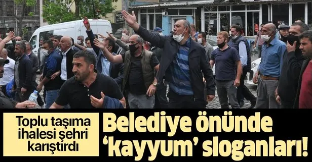 Kars’ta HDP’li belediyenin ihalesinde gerginlik çıktı! Belediye önünde ‘kayyum kayyum’ sloganları