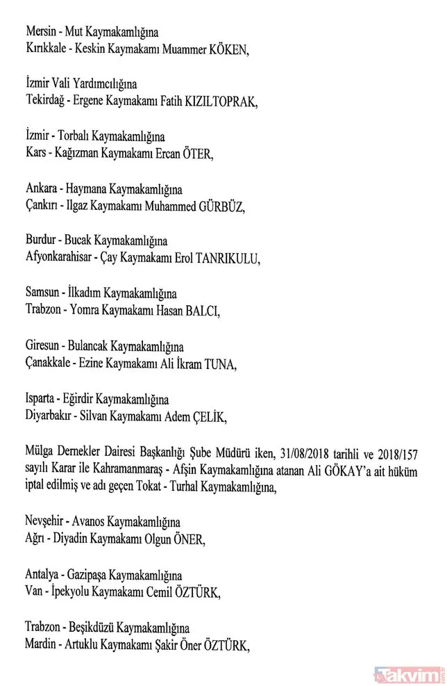 Son dakika haberi: 8 AÄustos Atama Kararları Resmi Gazete´de | Kaymakam atamaları tam liste