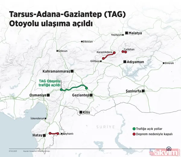 KAPALI YOLLAR LİSTESİ | Gaziantep-Nurdağı, Adana, Hatay, Maraş, Kayseri, Diyarbakır- Siverek yolları açık mı? KARAYOLLARI YOL DURUMU! - 7
