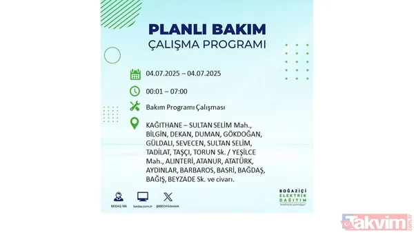 4 Temmuz'da İstanbul'da Elektrik Kesintisi Yaşanacak İlçeler