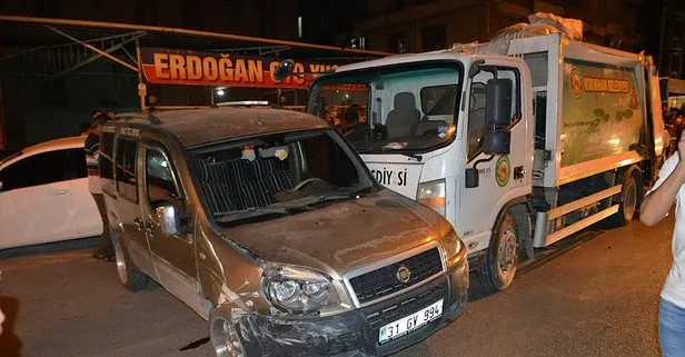 Freni boşalan çöp kamyonu dehşet saçtı