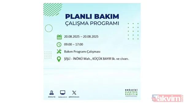 ⚫20 Ağustos 2025 İstanbul'da Elektrik Kesintisi Yaşanacak İlçe Ve Mahalleler