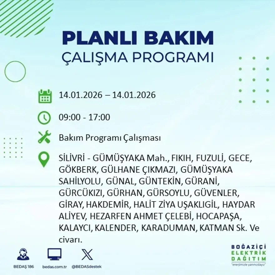12 ilçe 8 saat elektriksiz! BEDAŞ duyurdu: İşte 14 Ocak kesinti listesi - 16