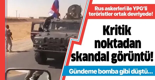 Kritik noktadan skandal görüntü! Rus askerleri ile YPG’li teröristler ortak devriyede