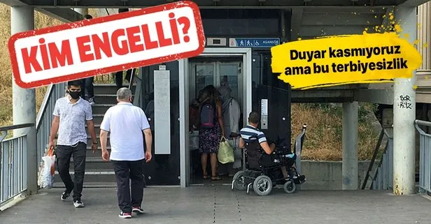 Metrobüs durağında engelli vatandaşı asansör sırasında beklettiler: Garip garip bakıyorlar