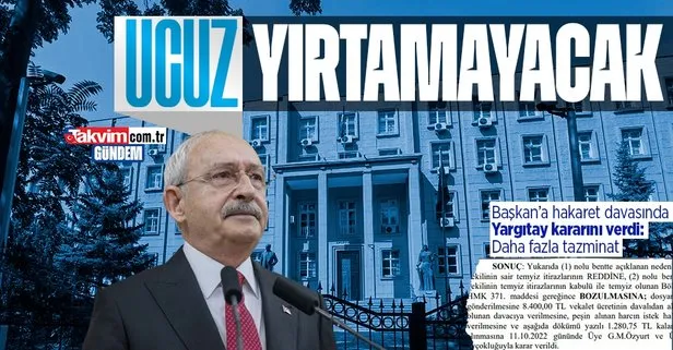 Bay Bay Kemal ucuz yırtamayacak! Yargıtay’dan temyiz kararı: Başkan Erdoğan’a daha yüksek tazminat ödeyecek